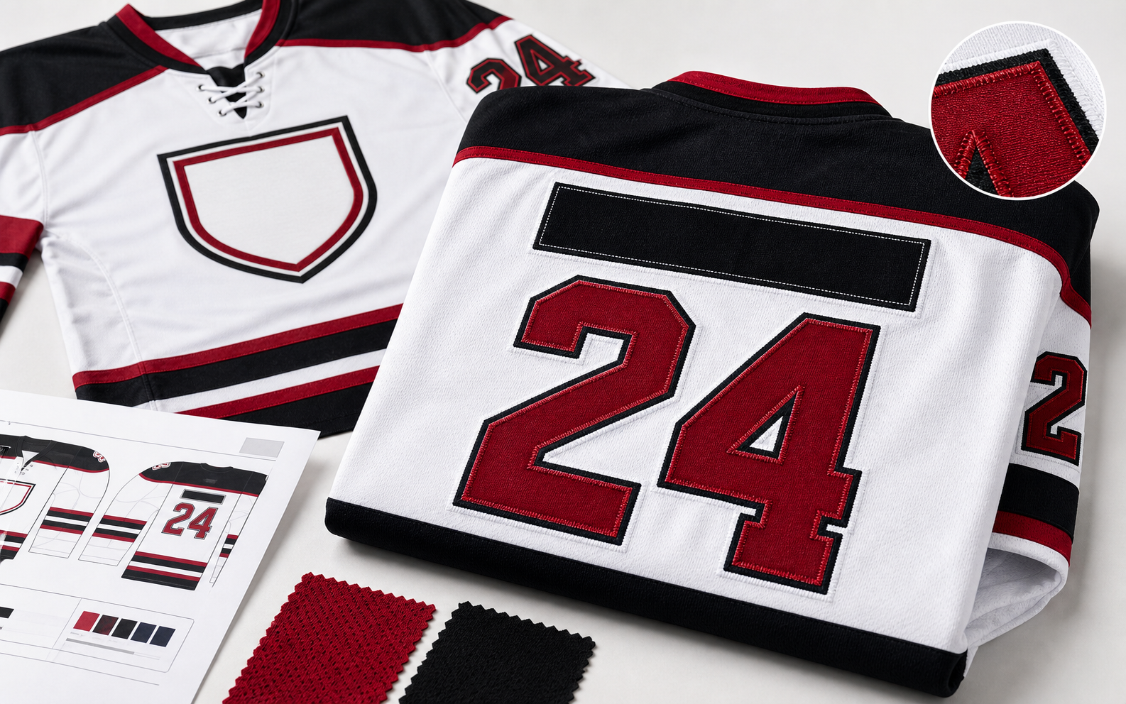 Custom hockey jersey back number and proof reference for re-order review