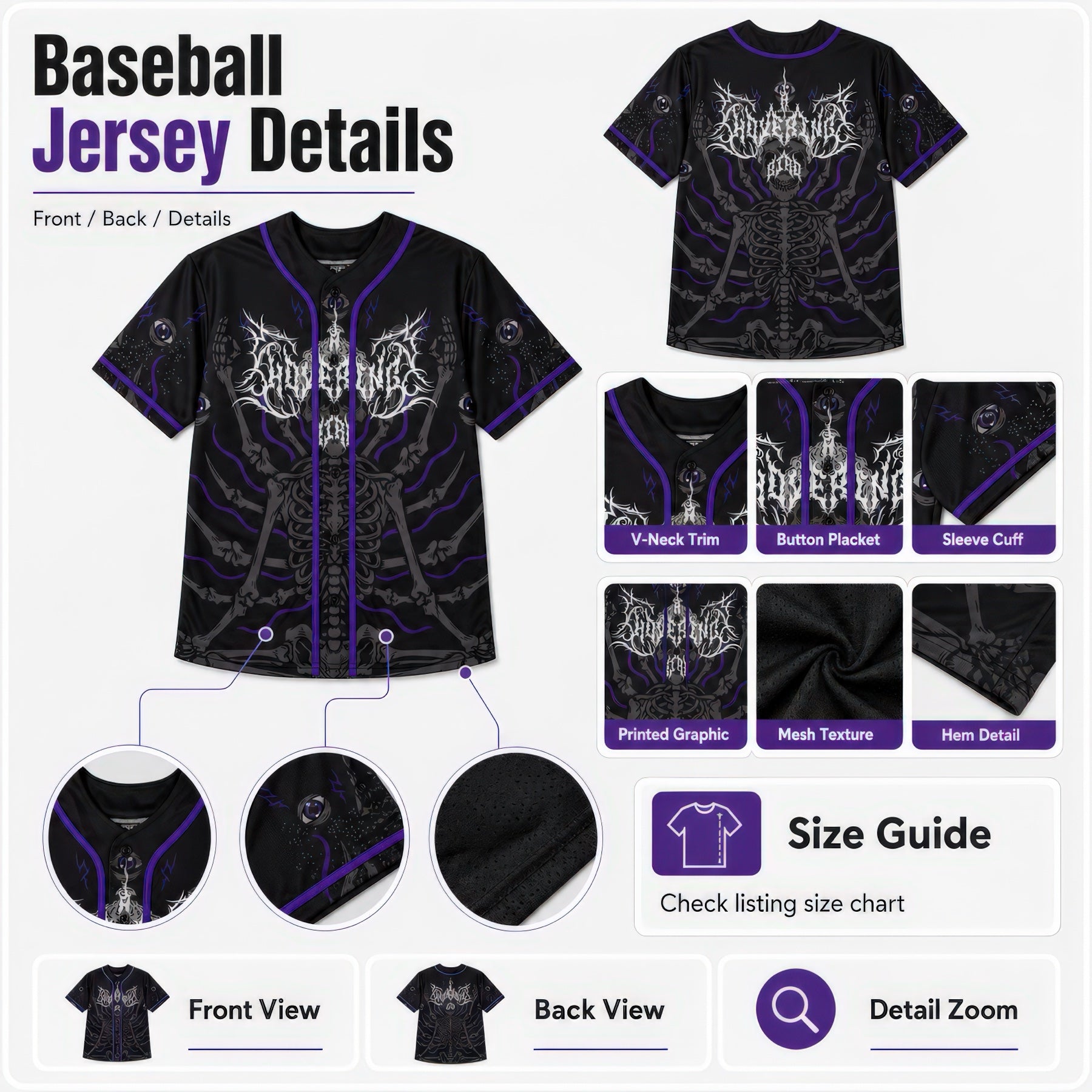 Custom baseball jersey decoration detail visual