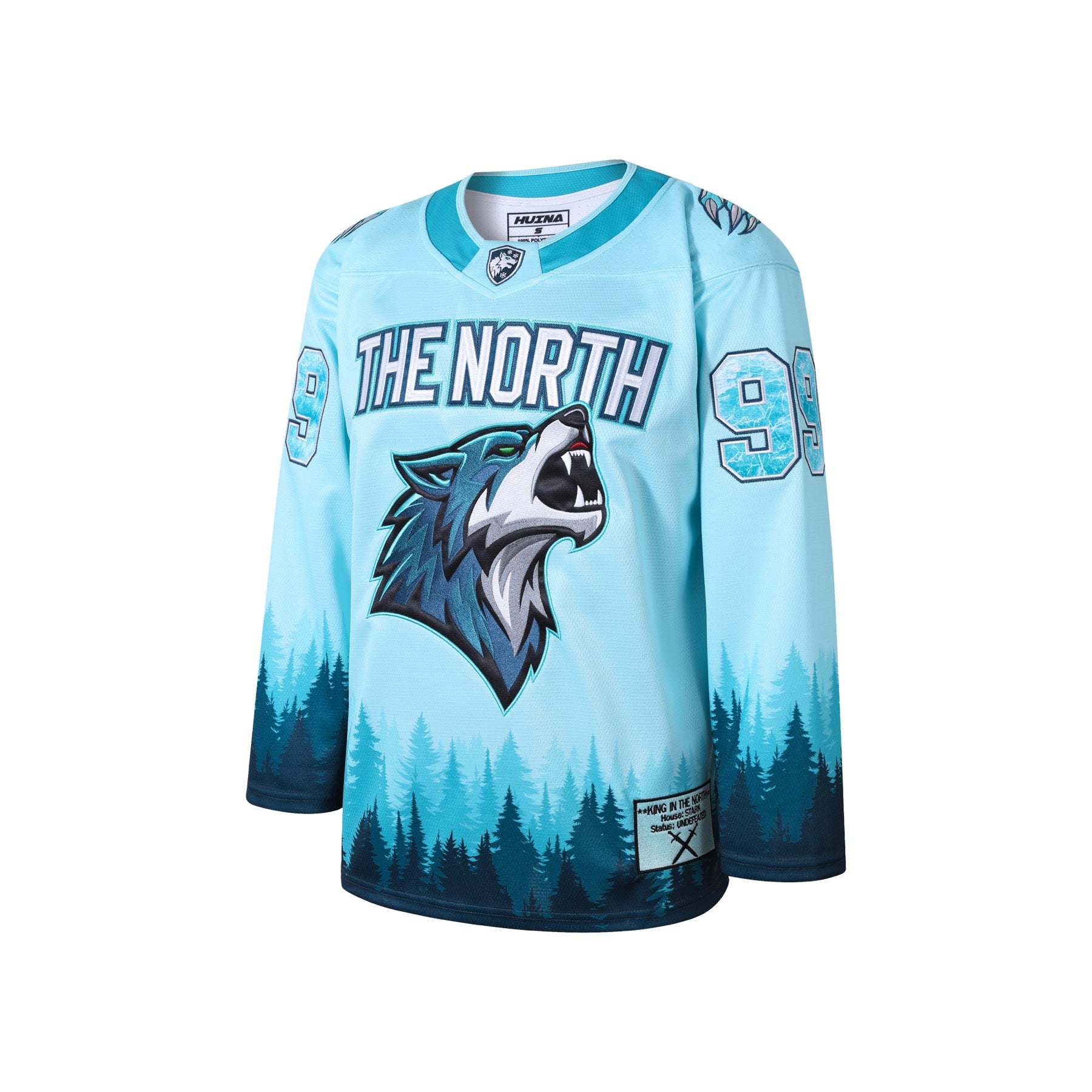 HUINA ice wolf light blue hockey jersey front product visual